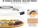 Eetblad Bamboo plate with clear lid Dried fruit plate Rice picnic Portable Deli container V1259-DP01-BO-93