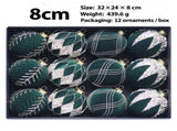 8cm Flocked Christmas Balls Ornament Set with Rhinestones and Glitter, 12-Piece Holiday Hanging V1341-ZY-EMHWH3XR-BEIGE