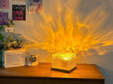 Cube Lamp, Wooden Base Ocean Wave Lamp, Water Wave Lamp, Midnight Aura Lamp Cube, 3/16 Colors V1370-AZ4-06653
