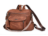 Blue Chic Women's PU Leather Convertible Backpack - Anti-Theft Design, Multi-Pocket Shoulder Bag V888-ELOSUNG32730