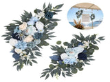 2PCS Artificial Wedding Arch Flowers Kit, Blue Floral Swag Arrangement, Rustic Wedding Arch V1192-AZ-W-18396