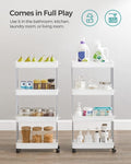 SONGMICS 4-Tier Slide Out Slim Rolling Storage Cart White V227-8498402100001