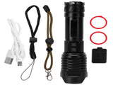P99 Retractable Zoom Flashlight Aluminum Alloy USB Charging Flashlight for Outdoor V1294-YM0901-3119210017711
