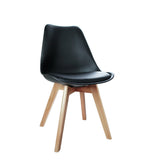 Artiss Dining Chairs Set of 4 Leather Plastic DSW Replica Wooden Black BA-BB-DSW-PU-BKX4