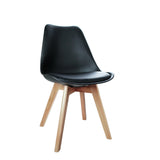 Artiss Dining Chairs Set of 4 Leather Plastic DSW Replica Wooden Black BA-BB-DSW-PU-BKX4