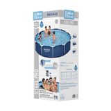 Bestway Swimming Pool 366x76cm Steel Frame Round Above Ground Pools w/ Filter Pump 6473L BW-POOL-366CM-56680