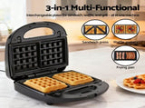 Devanti 3-in-1 Sandwich Press Waffle Maker Panini Press Grill 850W SM-3IN1-BK