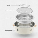 1 Piece Round Charcoal Grill Stove, Multifunctional Stainless Steel Portable BBQ for Outdoor Camping V1189-LC-HW-00327