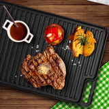 SOGA 45cm Rectangular Cast Iron Portable Fry BBQ Grill Plate Cooking Pan Tray with Handle ZPAI039