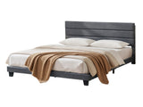Artiss Queen Bed Frame Upholstered Platform Base with Geometric Headboard Charcoal Grey Linen Wood BFRAME-H-HUSH-Q-CA-AB