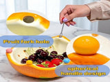 Ceramic Fruit Bowl Cute Orange-Shaped Home Fruit Rack with 6 Spoon Decorative Bowl for Kitchen, V1366-AZ2-W-15214