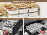 Snackle Box Container, Portable 9 Compartments Divided Serving Tray with Lid and Handle, Clear Snack V1258-DP02-C-575