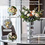 P&P Silver Diamond Inlaid Table Vase, Modern Decorative Centerpiece for Home V767-HP-XZ1812-S