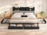 Artiss King Bed Frame with Storage, 4 Drawers and Charging Station BFRAME-M-AXIS-K-BK-ABC