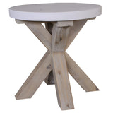 Stony 50cm Round Lamp Table with Concrete Top - White V315-V-CHAR-010