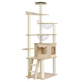 i.Pet Cat Tree Tower Scratching Post Scratcher 174cm Wood Bed Condo House Ladder PET-CAT-WOOD174-BE