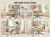 Artiss Criss Cross Office Chair Wide Seat Desk Chair Boucl Fabric Vanity Chair Comfy, Beige OCHAIR-L-2020-BG