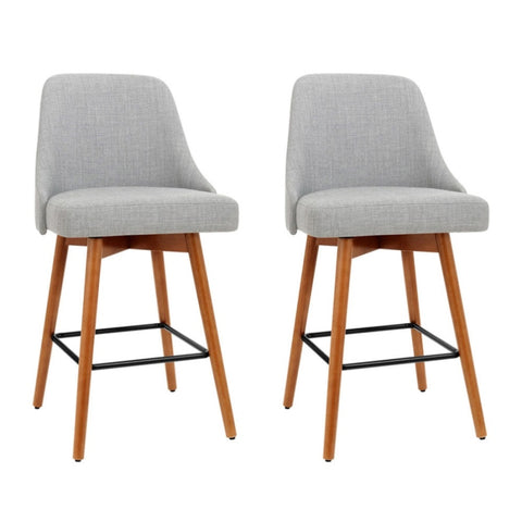 Artiss 2x Bar Stools Swivel Seat Wooden Grey BA-TW-8125-LI-GYX2