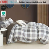 Ardor 250TC Chester Plaid Cotton Sateen Quilt Cover Set Queen V442-INT-QUILTCS-250TCCHESTER-GREY-QS