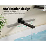 Cefito Bathroom Mixer Spout Wall Bath Tap Square Swivel Bathtub Black TAP-A-SPOUT05-BK