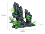 Large Aquarium Mountain View Moss Tree Rock Cave, Tall Aquarium Decorations with Small Artificial V1369-AZ3-W-02730
