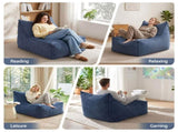 Artiss Bean Bag Chair Cover Soft Corduroy Stuffed Animal Storage Bean Bag Cover for BD-COVER-LOUNGE-S-BL