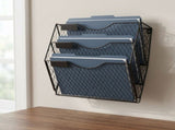 Black Metal Wall Mounted Document Organizer Space Saving for Office V1192-AZ-W-32967
