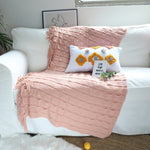 SOGA Pink Textured Knitted Throw Blanket Warm Cozy Woven Cover Couch Bed Sofa Home Decor with BLANKET927