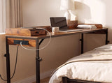 Levede Overbed Table 180cm 84-109cm Mobile with Charging Station Bedroom Brown NI1102-AU