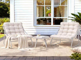 Gardeon 3PC Outdoor Bistro Set Patio Furniture Table and Chairs Steel Dining Chair Khaki ODF-BISTRO-CSL-KH
