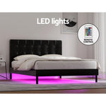 Artiss Bed Frame Double Size LED Black RAVI BFRAME-G-RAVI-D-BK-ABC