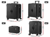 Wanderlite 4pcs Trunk Luggage Suitcase Set Travel Carry On TSA Lock Black LUG-ABS-TRUK01-4SET-BK