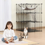Large 3-tier Cat Cage, 28 x 28 x 41", DIY Detachable Metal Wire Durable Cat Enclosure, with Large V952-PJSMBSL28W281ORKFV0