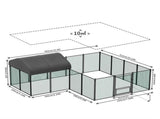Extra Large Green Chicken Coop Cage Run Rabbit Hutch Walk In Hen Enclosure 300x400x270cm V178-59383