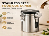 Silver 304 Stainless Steel Airtight Coffee Canister 1800ml Vacuum Seal Storage Jar with Date Tracker V888-ELOSUNG54373