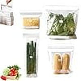 Food Grade Fresh-Keeping Bags, Reusable Plastic Produce with Dual Interlocking Seal, Clear Long V1366-AZ2-W-11551