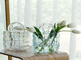 Glass Vase Transparent Hand Basket Living Room Flower Arrangement Creative Bag Fish Tank V1294-YM0626-230531MQ05-1