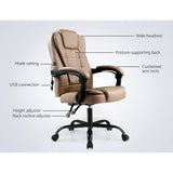 Artiss Massage Office Chair Executive Computer Gaming Chairs Brown PU Leather Espresso MOC-09M-2P-EP