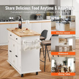 VEVOR Kitchen Island Cart with Solid Wood Top, 900 mm Width Mobile Carts with Storage Cabinet, V952-YDKCFDXJMDB24F20GV0
