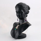 Black Resin Mannequin Lady Figure Display Necklace Earrings Jewelry Display Rack V1366-AZ2-W-27624