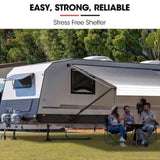 Shade Shield 15ft x 8ft Caravan Retractable Awning, Powder Coated 6063 Aluminium and Vinyl, for V219-VAWMANSS15KA