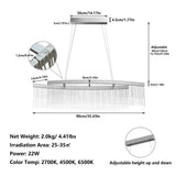 Modern LED Tassel Pendant Light Aluminum Linear Chandelier Dimmable Ceiling Lighting for Dining V767-LT-X119-110-G