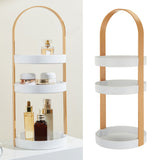 3 Layers Round Storage Rack Integral Handle 3 Layer Storage Round Stand for Bathroom Apricot V1294-YM0703-3117230079011
