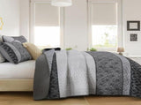 Grey Stripe Plaid Dream Bedspread Coverlet 3 Piece Set V745-AC080917Q13U