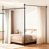 Artiss Room Divider Curtain Rod Extendable Black RD-E-MET-5R-BK