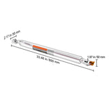 Laser Tube, 50W CO2 Laser Tube for Laser Engraver and Cutter Machine, 850 mm Length, 50 mm Diameter, V952-CO2JGG50W00025GL9V9