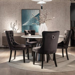 2x Velvet Dining Chairs Upholstered Tufted Kithcen Chair with Solid Wood Legs Stud Trim and V226-SW8801BK