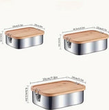 Stainless Steel Lunch Box With Bamboo Lid, Airtight Food Storage Container With Divider, Reusable V1237-ZY-807-032