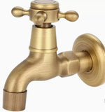 Antique Brass Faucet for Garden Hose, Fence, Bathroom & Outdoor Use Durable and Stylish Faucet V1107-113-16567-BRO-DUALOUTLETFAUCET