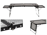 Black Portable Camping Table Heat Resistant Steel Mesh Top Foldable BBQ Desk with Side Wings V888-ELOSUNG41075